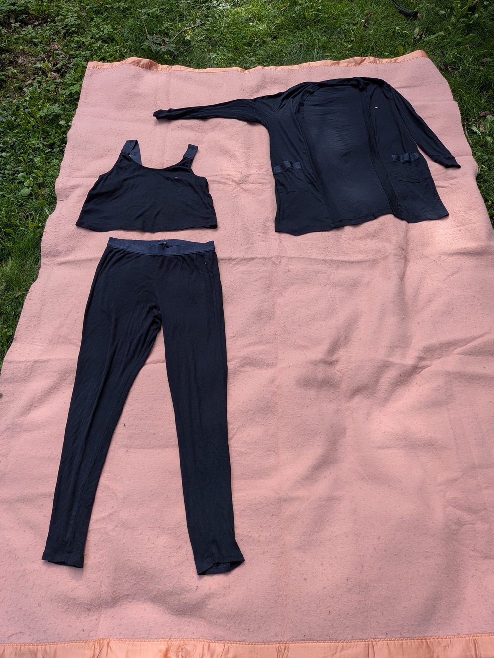 Tommy Hilfiger Navy Blue Women's Leggings Set with Tank & Cardigan